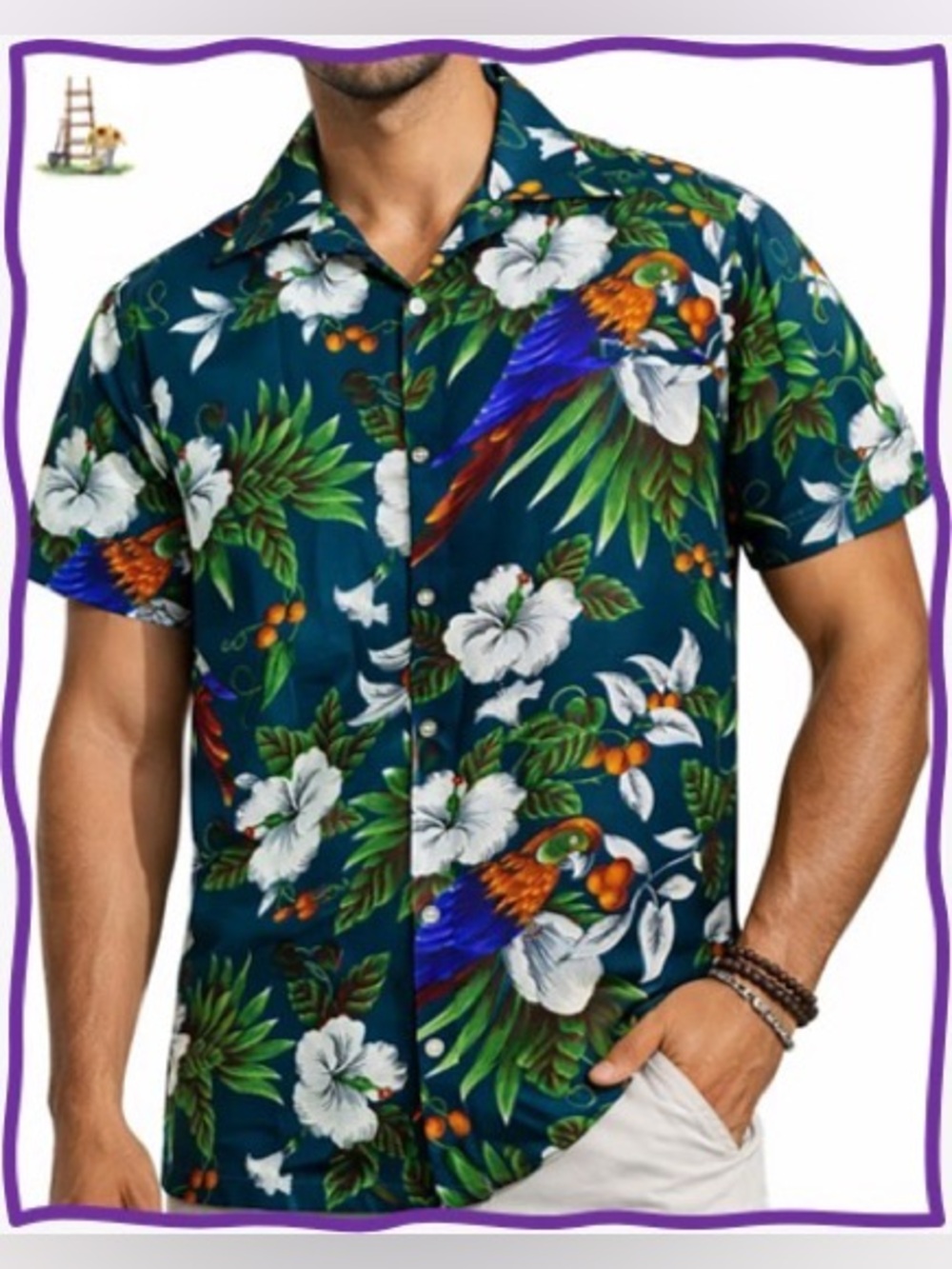 KING KAMEHA-Men's Tropical Floral Short-Sleeve Shirt